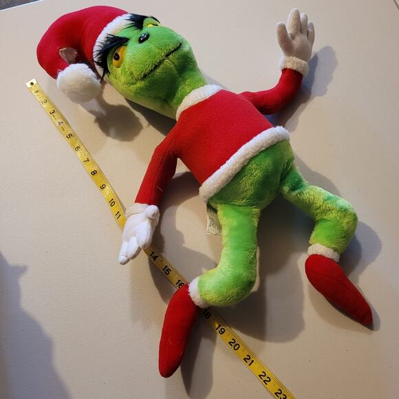 Vintage 1983 Coleco Dr Suess Santa Grinch Plush with Bushy Eyebrows Hard Eyes - Picture 9 of 16
